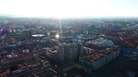 Plaza-De-Toros-De-La-Misericordia-Zaragoza-City-Center-Aerial-View-Sunny-Day